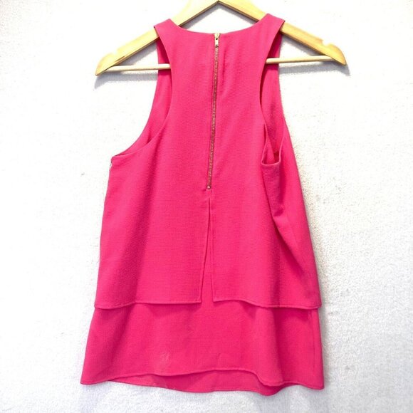 Cooper & Ella Coral Peyton Double Tiered Tank Top Small Fuchsia Pink Sleeveless - Picture 2 of 12
